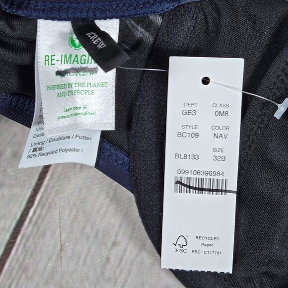 J. Crew Cross-back underwire bikini top Navy 32B BC109 - Picture 3 of 7